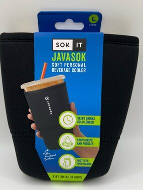 Sok It Javasok Soft Personal Beverage Cooler - Black Large 30-32oz